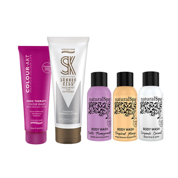 FREE GIFT | ColourArt Ends Therapy 125ml, Summerkiss Gradual Tanning Lotion 250ml & Set of 3 NaturalSpa Body Wash 60ml