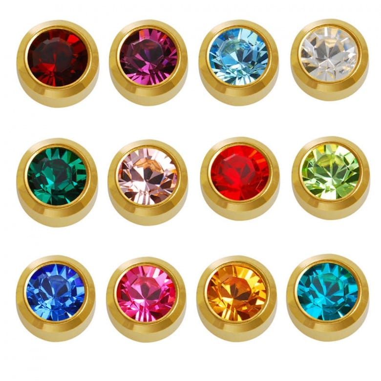 Jan-Dec Birthstones Gold 12pk