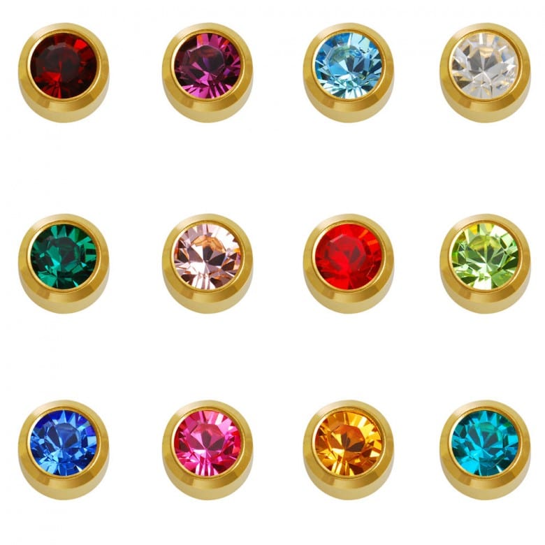 Jan-Dec Birthstones Gold 12pk